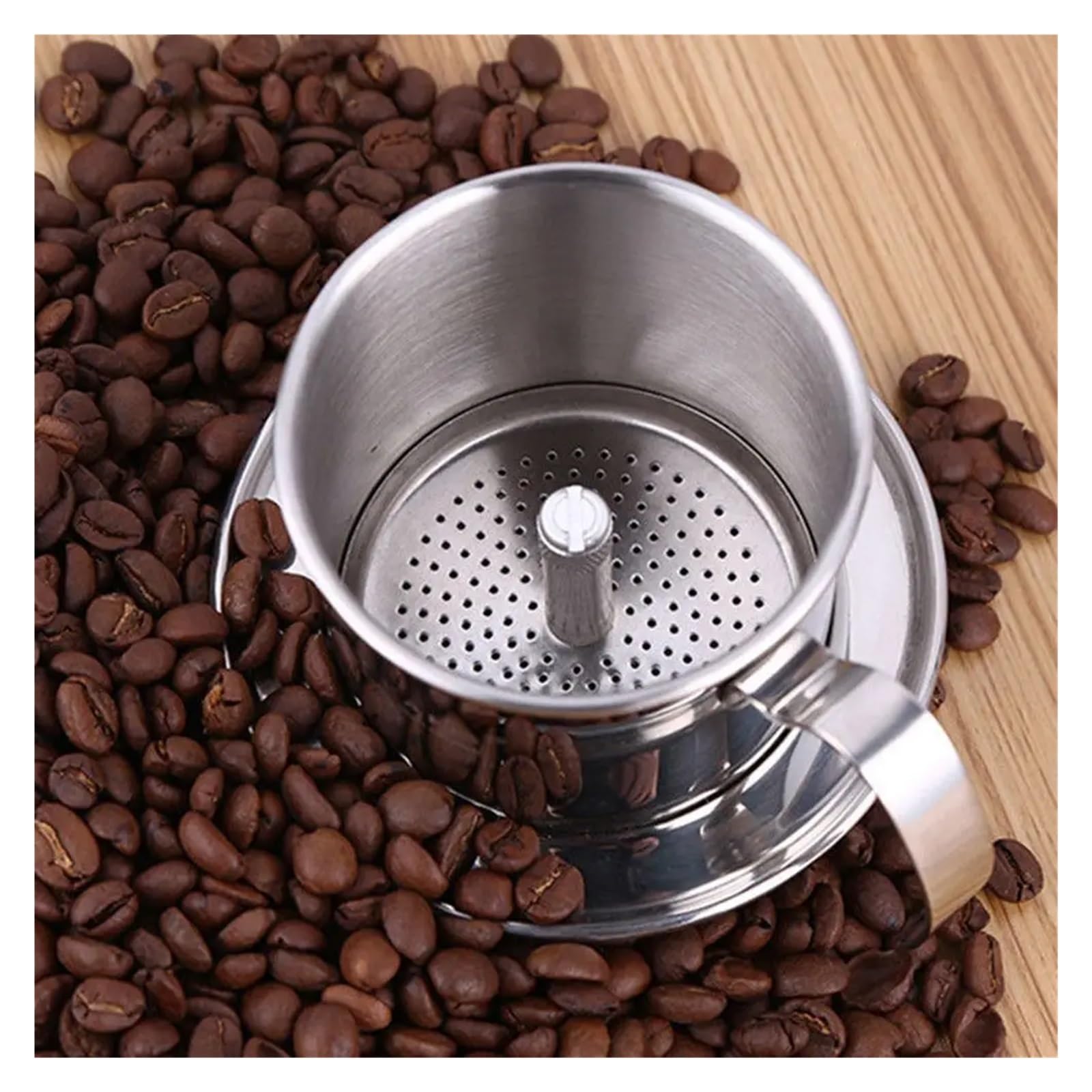 Edelstahl-Kaffeefilter, GUYTRM Kaffeefilter aus Edelstahl, vietnamesischer Kaffee, Phin, 50 ml, 100 ml, Silber, mehrere Größen(50ml)