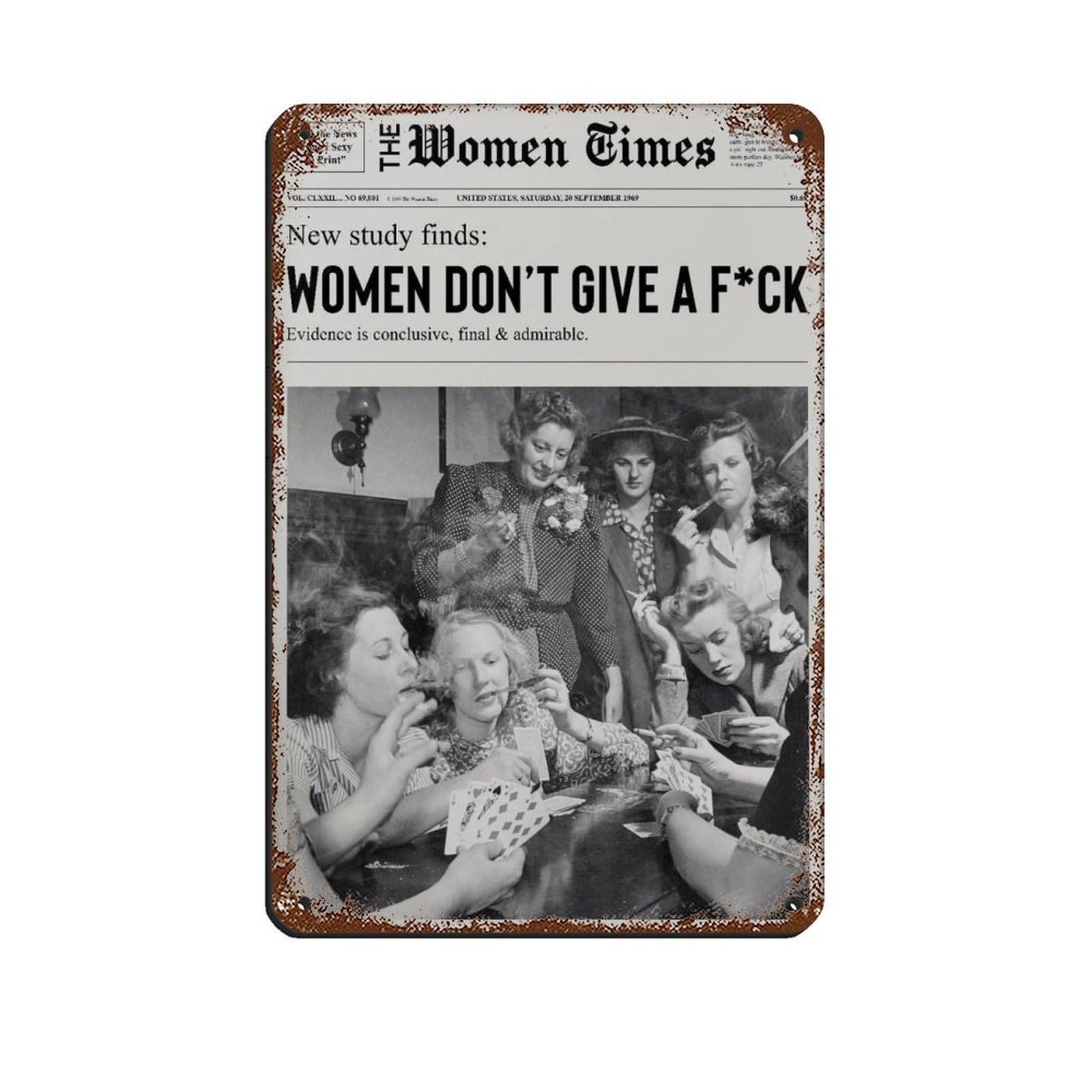 Trendy Newspaper Poster, Feminist News Tin Sign Vintage Metal Pub Club Cafe Bar Home Wall Art Decoration Poster Retro 8x12inch(20x30cm)