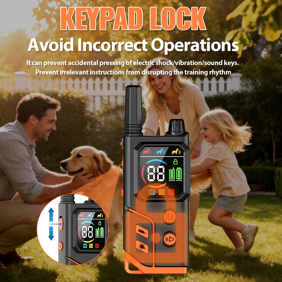 Dog Training Collar, Dog Shock Collar with Remote Control,4200FT, 4 Training Modes Falshlight, IP68 Waterproof Keypad Lock Rechargeable E-Collar for Small Medium Large Dogs