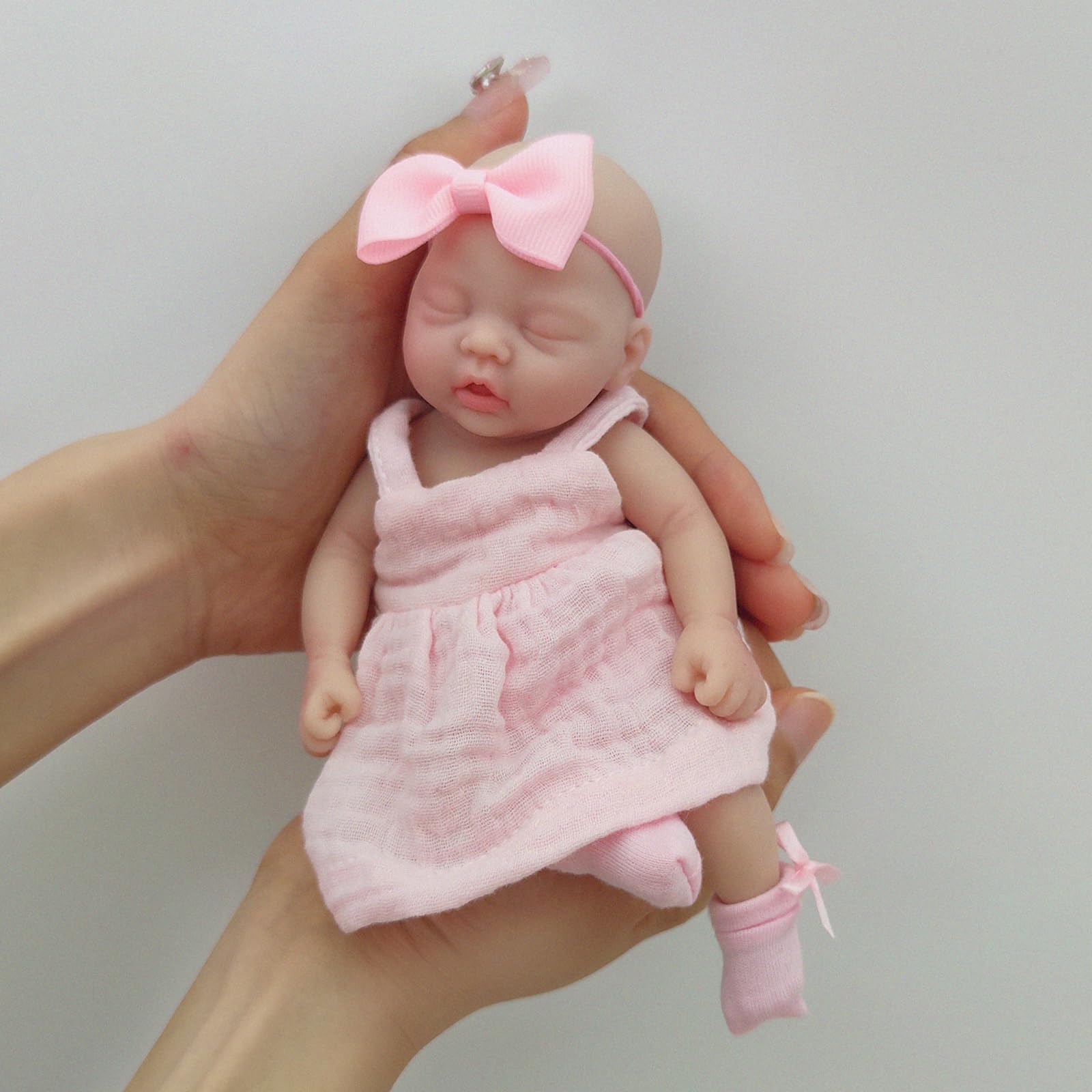 Mire & Mire Reborn Baby Dolls 7 Inch Girl Silicone Mini Doll Realistic Newborn Baby Dolls Silicone Full Body Stress Relief Hand Made