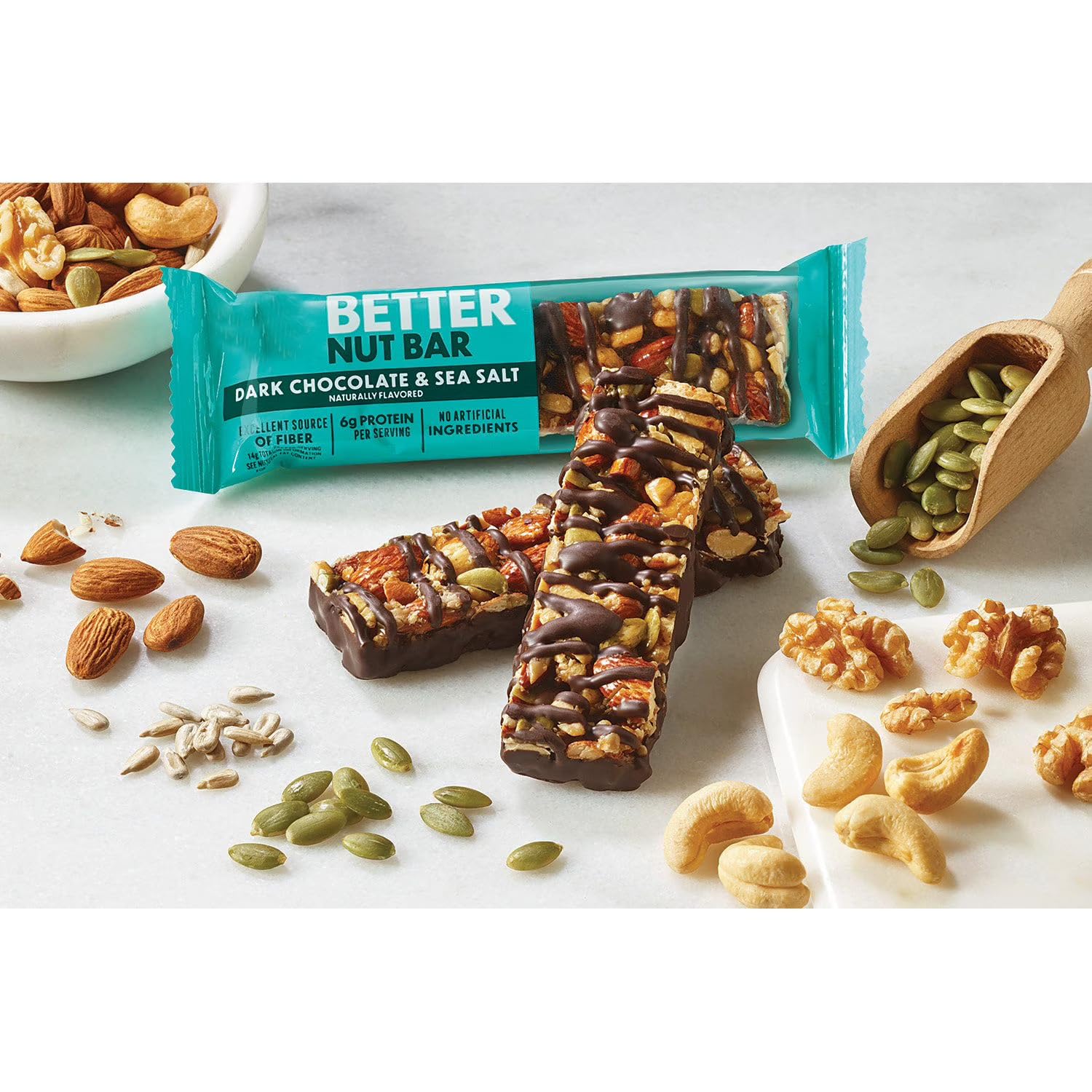 The Better Nut Bar, Dark Chocolate and Sea Salt High Protein Energy Snack Bars Clean Ingredients Individually Wrapped 1.4 oz Bars 24 Count Pack Of 1