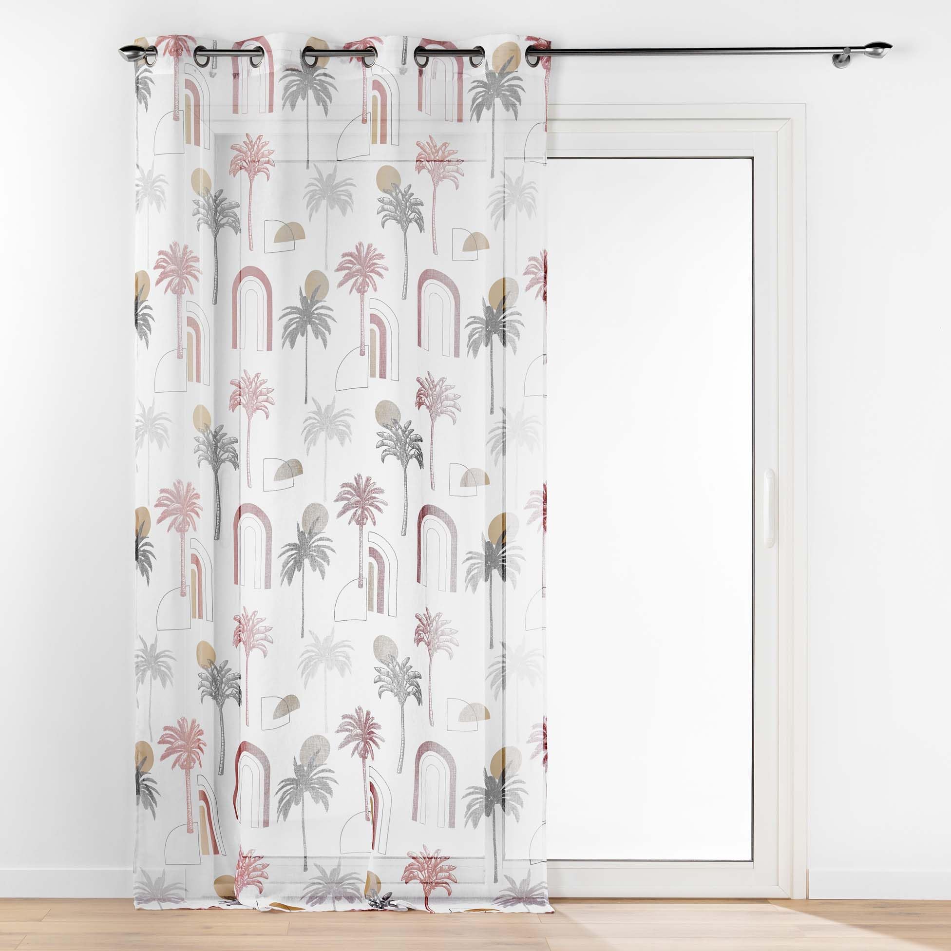 Douceur d'Intérieur, Cocotis Net Curtain with Eyelets 140 x 280 cm Sandblasted Printed