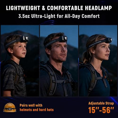 Miniatura 7 de Linterna frontal recargable mejorada, linterna ultra brillante con luz blanca y roja, luces principales con sensor de movimiento para la frente,