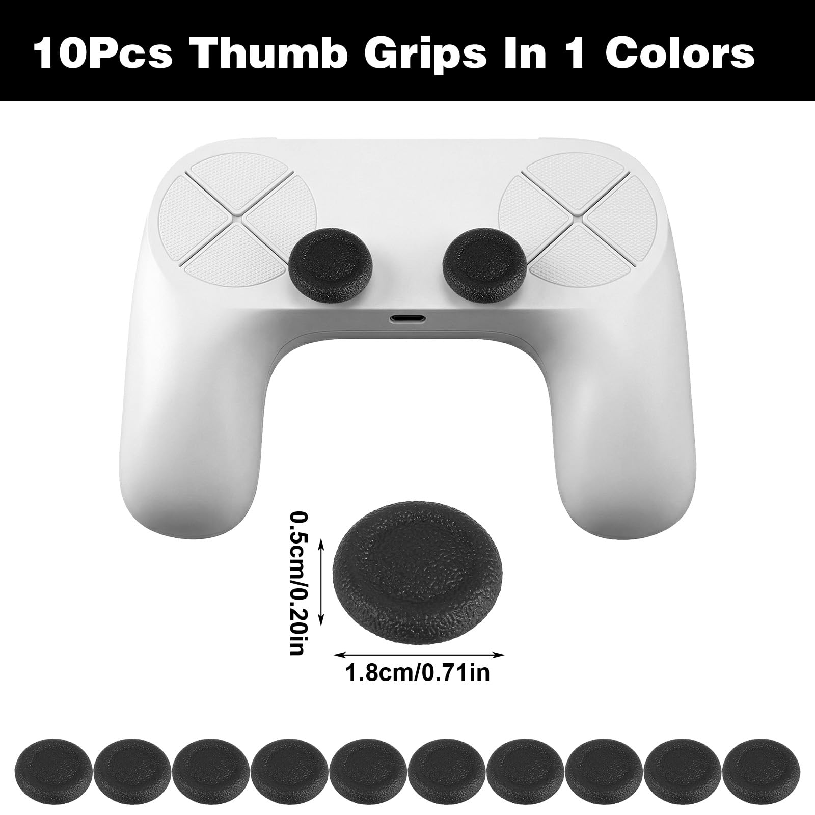 Lot de 10 capuchons de joystick pour manette de jeu PS4/PS5 - Noir
