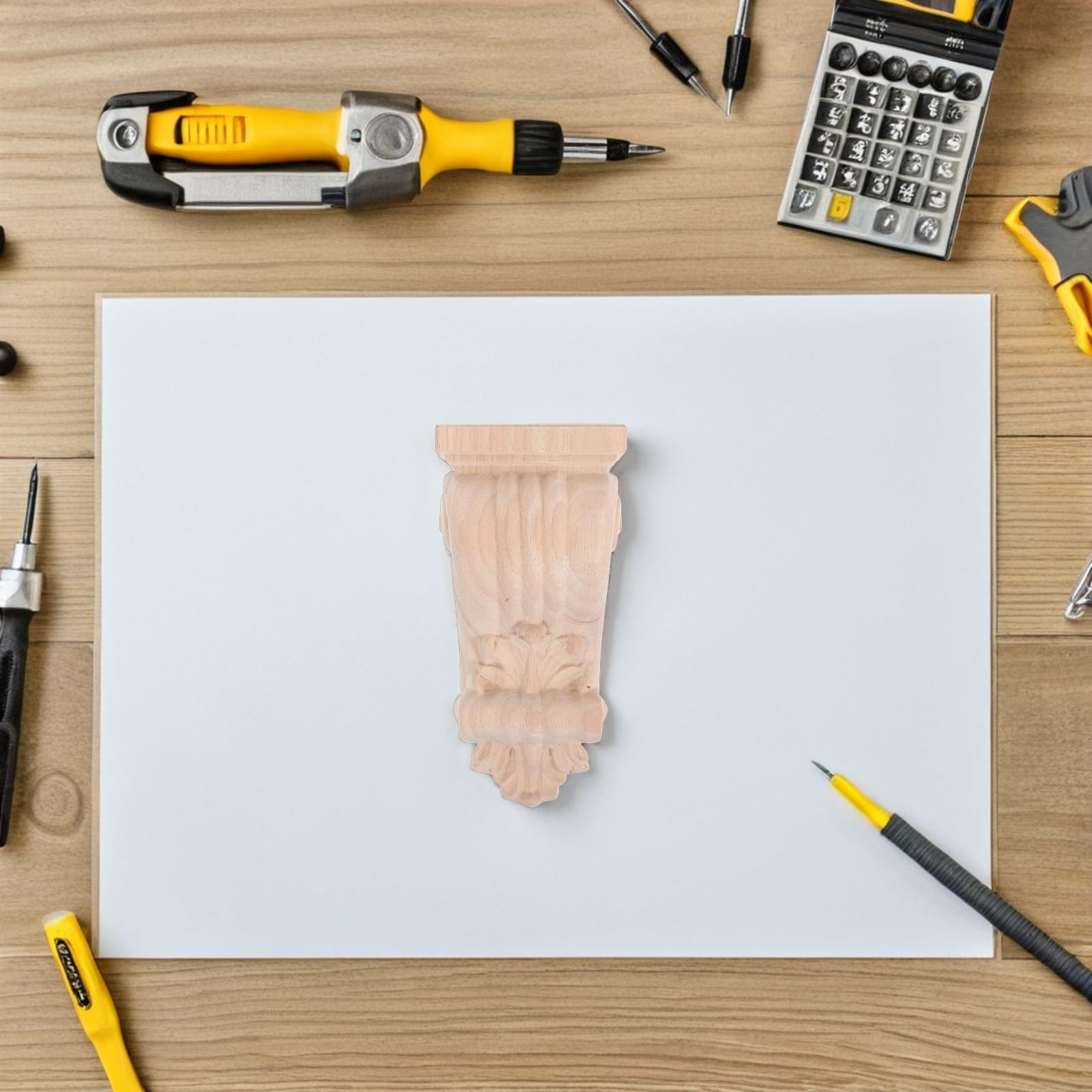 Massive Geschnitzte Holzkonsole im Europäischen Stil Rustikale Eckapplikation 8x17x4,5cm Türeckendekoration und Kragstein aus Langlebigem Massivholz für Wohnmöbel und Wanddeko