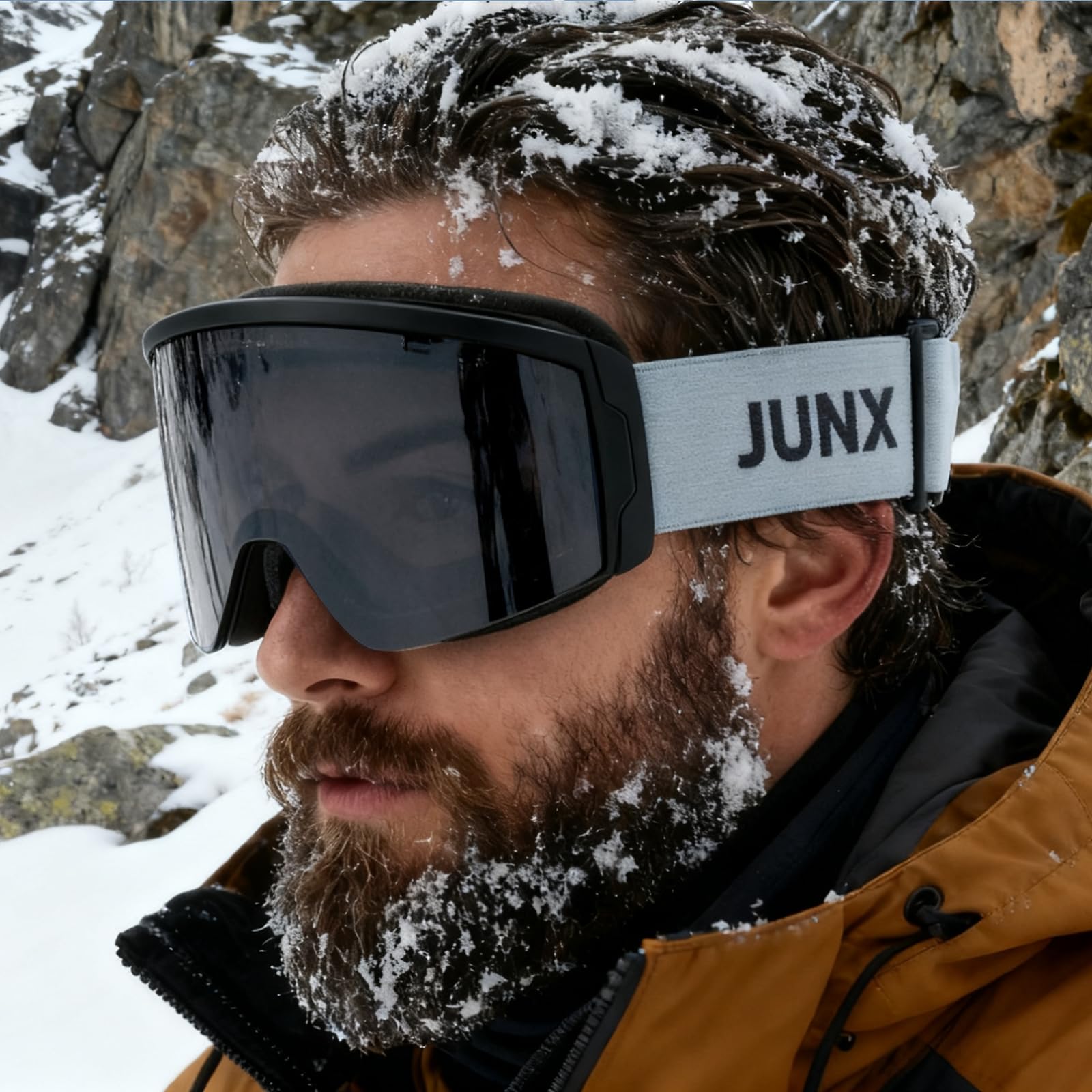 Skibrille, rahmenlose, austauschbare Gläser, 100% UV400-Schutz, Schneebrille für Damen und Herren