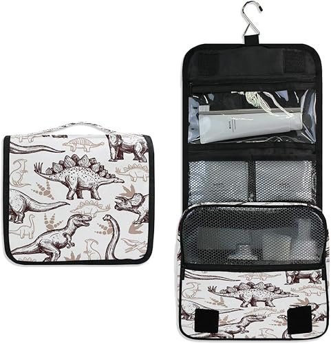 Miniatura 2 de AUUXVA Neceser de viaje, organizador de cosméticos, bolsa de maquillaje colgante para mujeres, hombres y niñas, Dinosaurio, Vintage