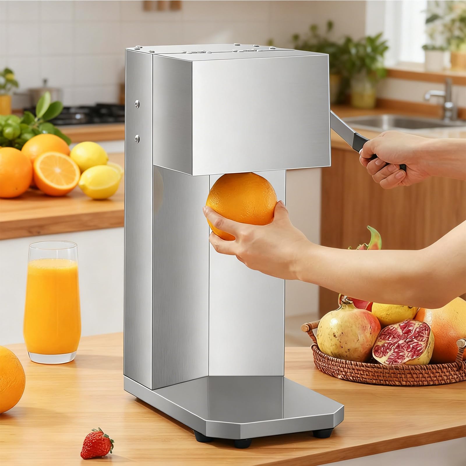 Presse Agrumes Électrique Multifonction en Acier Inoxydable, Appareil Professionnel pour Oranges, Pamplemousses, Pastèques Et Ananas, Extraction Haute Performance, Nettoyage Rapide