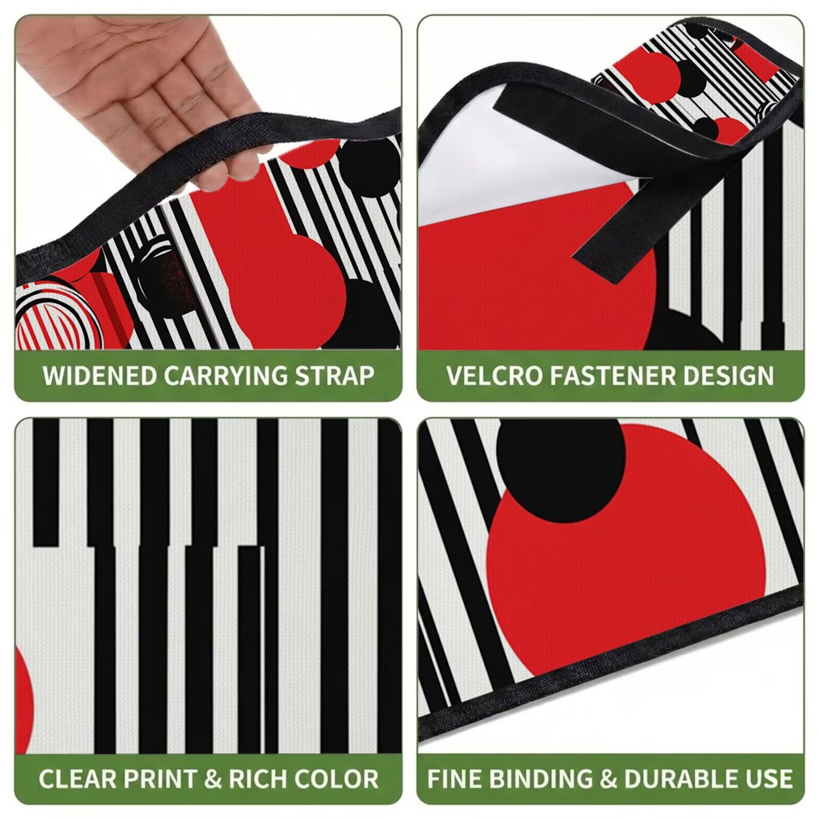Couverture Pique Nique Grande 200x300cm,Outdoor Couverture Imperméable,Pliable Tapis de Plage Dos en PVC Anti-Sable,Picnic Blanket pour Camping Accessoires,Jardin,Parc - Noir,géométrique UZ-385
