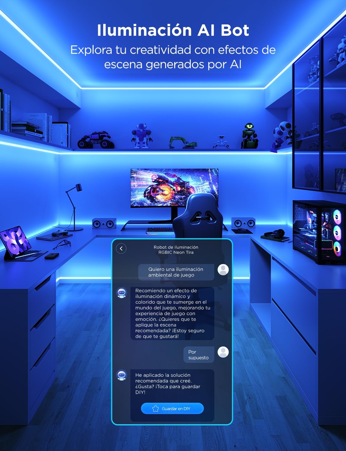 Govee Neon Tira LED para Cenefa, 5M RGBIC Luces LED de Luz para Líneas y Esquinas de Pared, Compatible con Matter, Sinc de Música, Cortable, para Sala de estar, Sala de Juegos, Dormitorio, Corredor | Alexa/Google Assistant,Sinc de Música,Cortable,lámpara