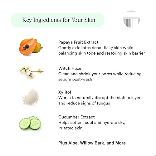 Gel de baño natural mineral y enzimático para hombres y mujeres, seguro para malassezia, limpiador suave, hidratante y nutritivo con papaya y pepino