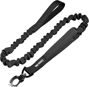 Tactical Dog Training Bungee Leash with 2 Control Handle Quick Release Nylon Leads Rope Black