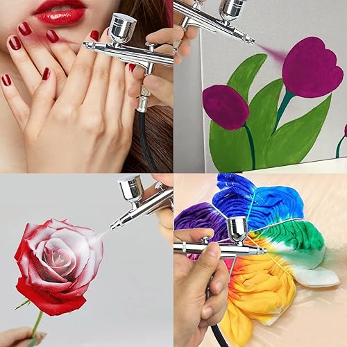 Miniatura 2 de Kit de aerógrafo de doble acción de 0.012 in con tres tazas diferentes (6 CC, 20 CC, 40 CC) juego de aerógrafo portátil para maquillaje, artes