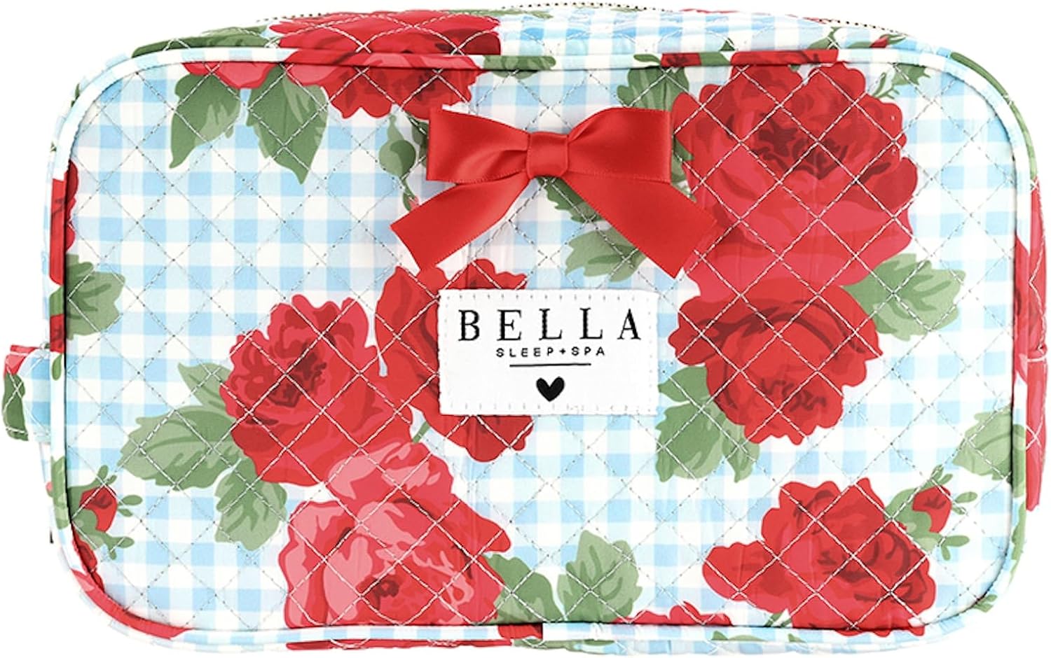 Bella Quilted Cosmetic Bag Travel Makeup Toiletry Pouch, Large, Red Plaid image 5