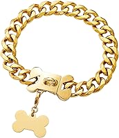 Vista 6 de Collares de perro de acero inoxidable fuerte de plata de Yowity con nueva hebilla de seguridad, collar de cadena de eslabones cubanos de 14 mm