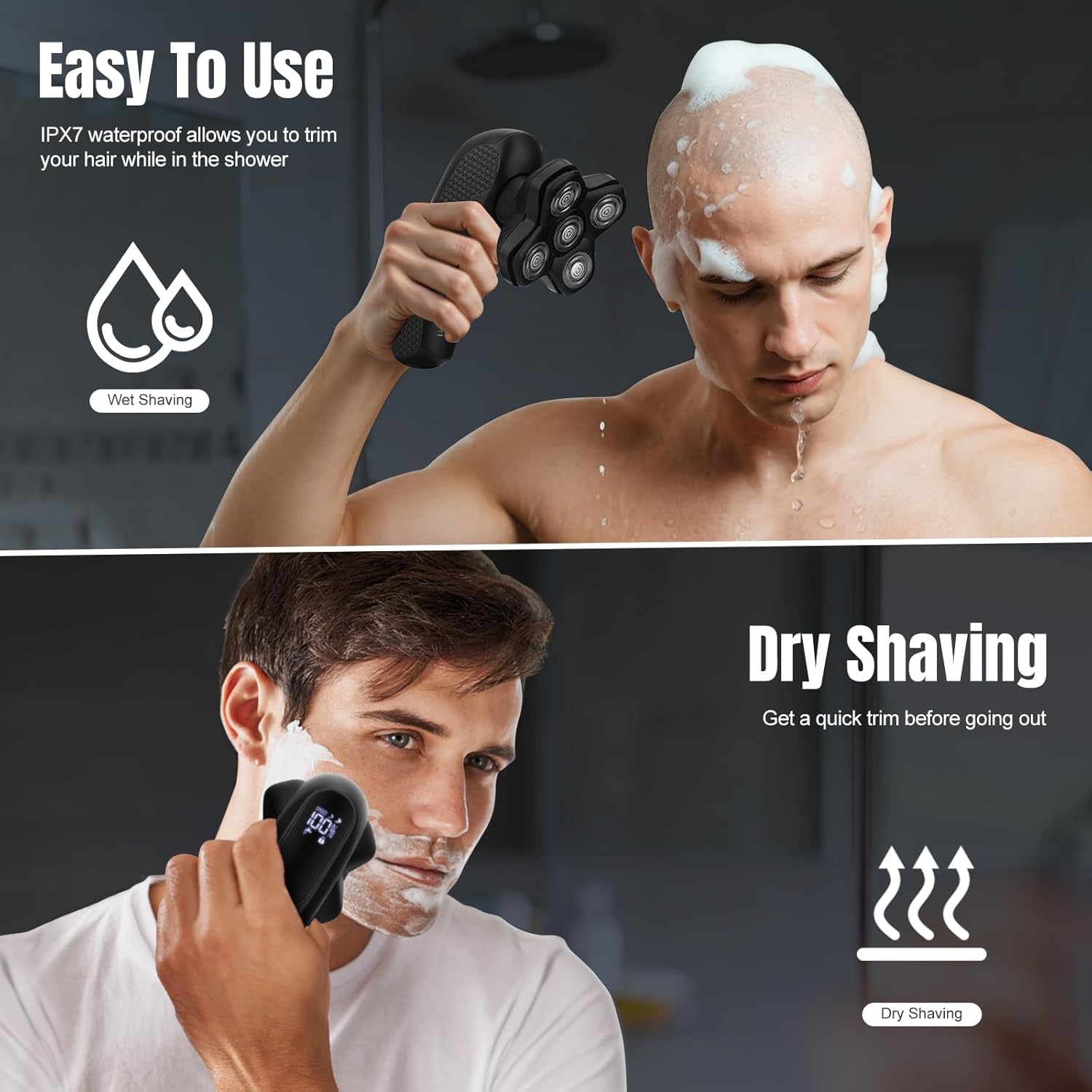Lanumi Head Shavers for Blade Men Electric Razor 3 in 1 Manscape Groin & Body Hair Trimmer Wet Dry Grooming Kit Led Display ,Gifts for Men - Image 4