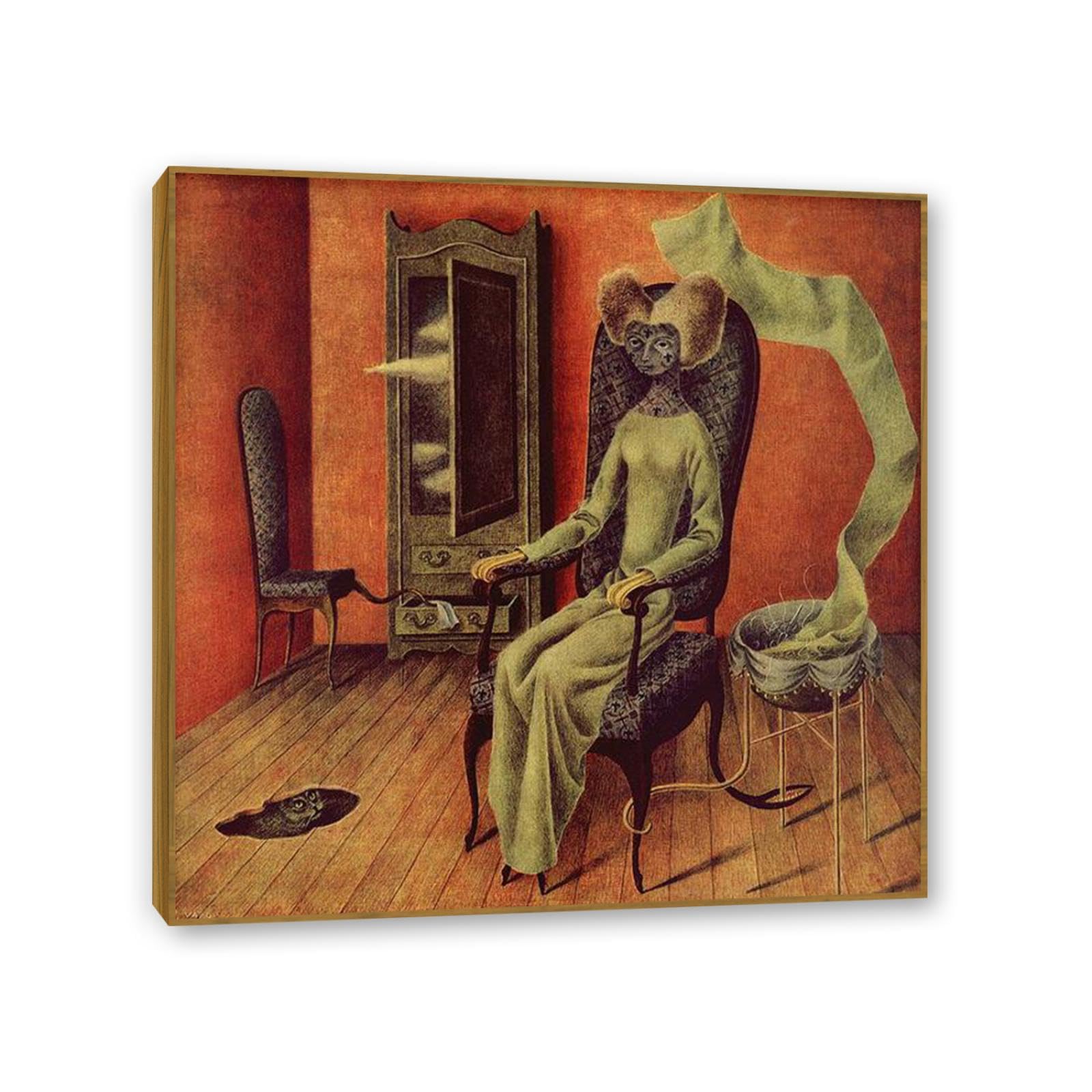 MYCGGDGH Remedios Varo Canvas Wall Art Reproductions of Famous Paintings Mimicry Famous Artist Artwork Wall Decor for Living Room Bedroom Home Decor 30x30cm(12x12in) Teak frame