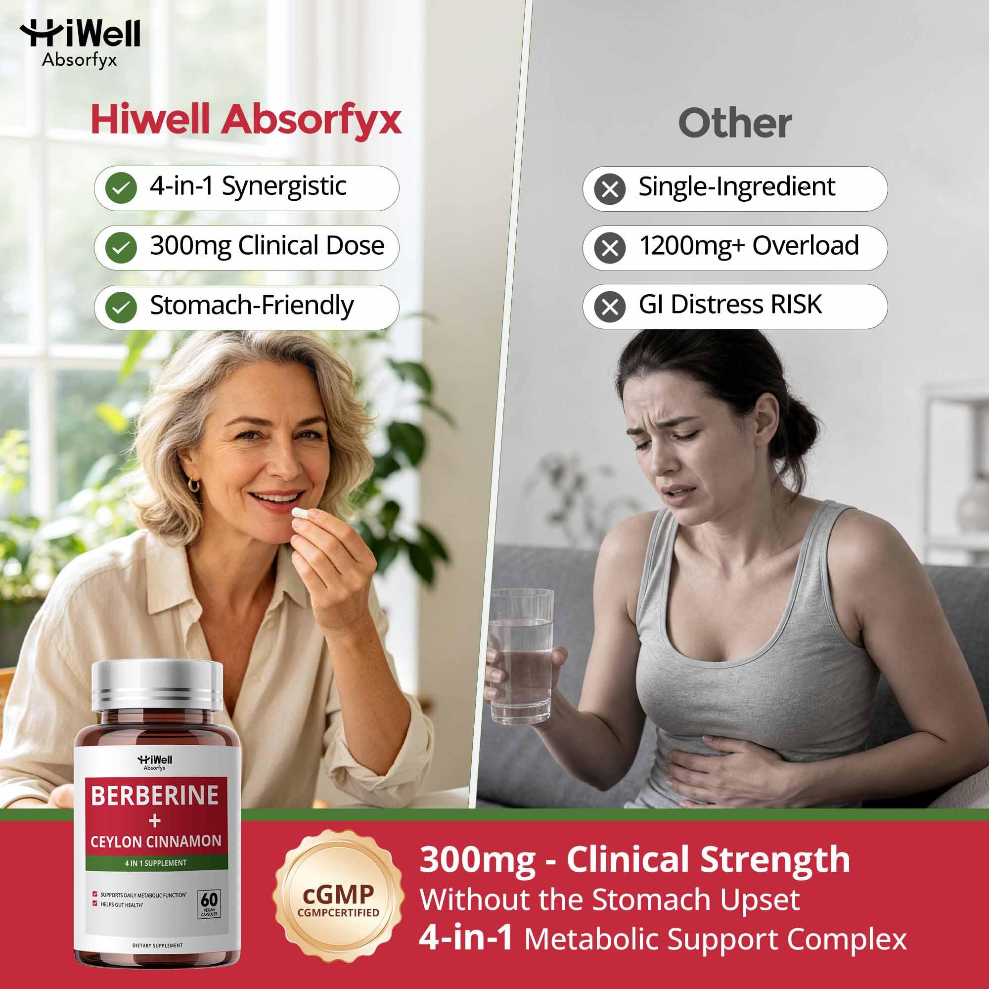 HiWell Berberine with Ceylon Cinnamon 300mg, Gentle 4-in-1, 30-Day Supply — Amazon image 8