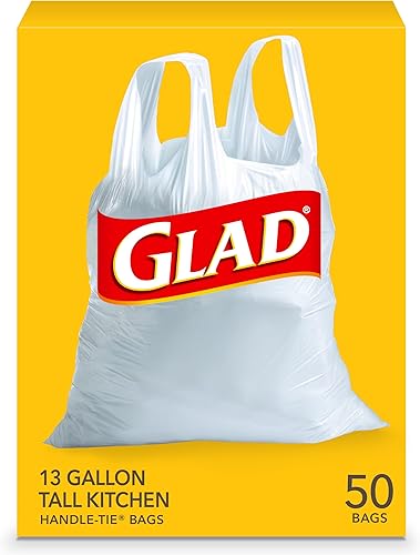 Glad Bolsas de basura altas de cocina de 13 galones, bolsas de basura sin perfume, lazo de asa, 50 unidades