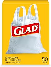 Glad Tall Kitchen Trash Bags 13 Gallon, Unscented Garbage Bags, Handle-Tie, 50 Count
