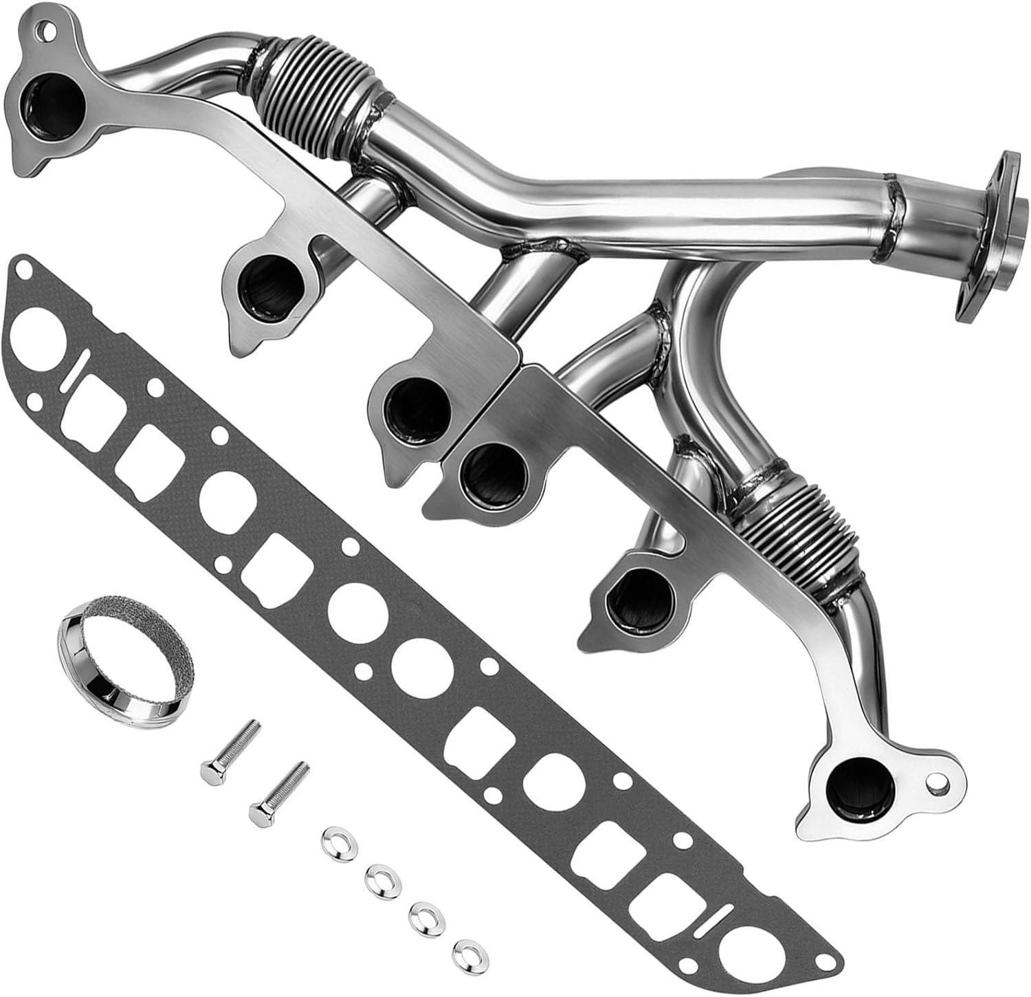 674-196 Upgrade Stainless Steel Exhaust Manifold & Gasket Kit – Replaces 33007072, 4883385 – Compatible with Grand Cherokee, Wrangler, Cherokee, Comanche, TJ 4.0L (Jeep Fitment)