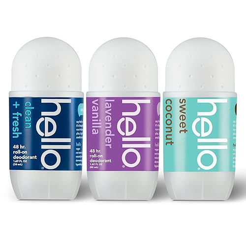 hello Paquete variado de desodorante enrollable (lavanda, coco, limpio y fresco), desodorante sin aluminio para mujeres + hombres, fórmula no