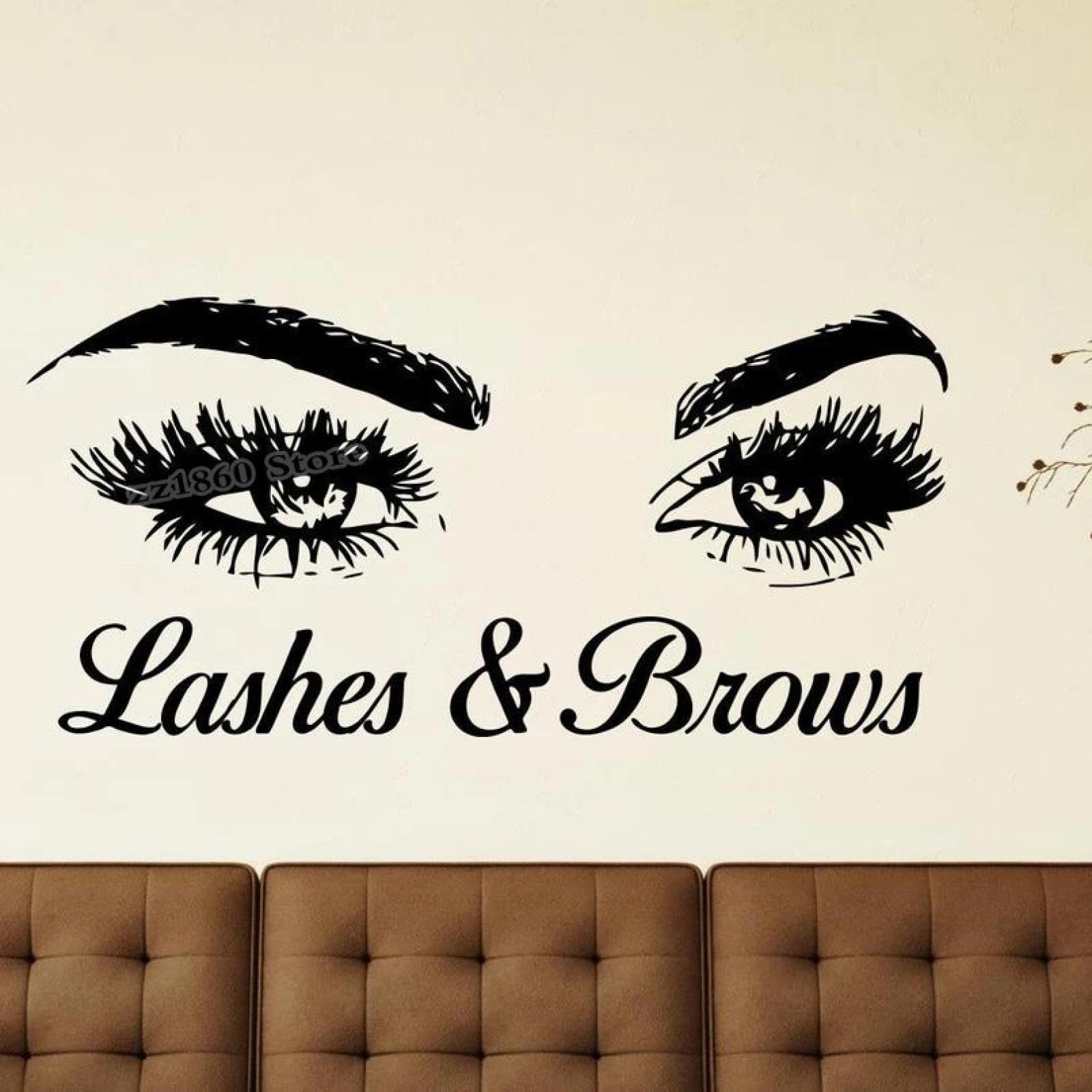 Youousi Girls Black Eyelash Vinyl Stickers, Eyebrow Eyelash Beauty Eye Wall Decals, 'S Room Living Room Decals, Beauty Salon Quotes, Logo Decals