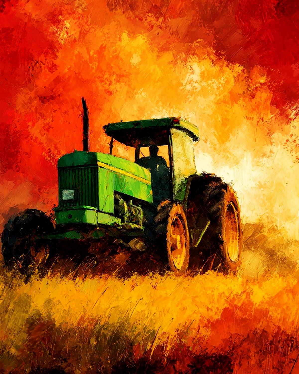 LIUBAISHI Paint by Numbers for Adults – 16x20 Canvas | Oil Painting Kit for Home Decor, Stress Relief Craft, Gift for Adults with Paints and Brushes-Sunset Tractor