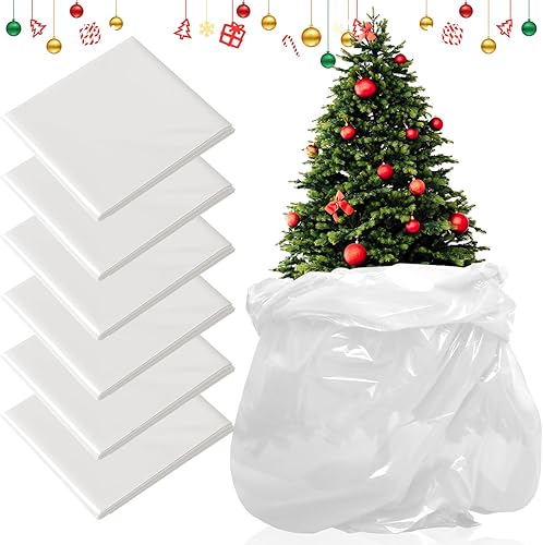 Windyun 6 bolsas de almacenamiento para árbol de Navidad a granel de 9 x 6 pies, bolsa de plástico para eliminación de Navidad, bolsa de extracción