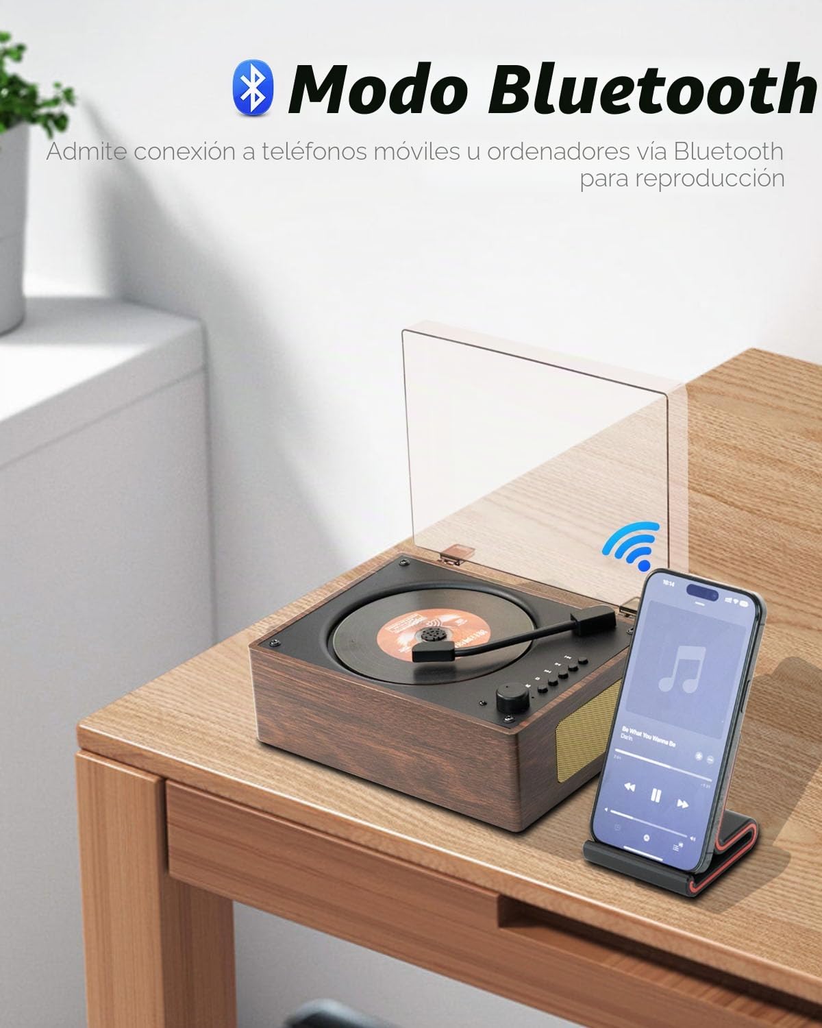 Reproductor de CD portátil Bluetooth Hi-Fi con Altavoz, Batería Incorporada, AUX/USB