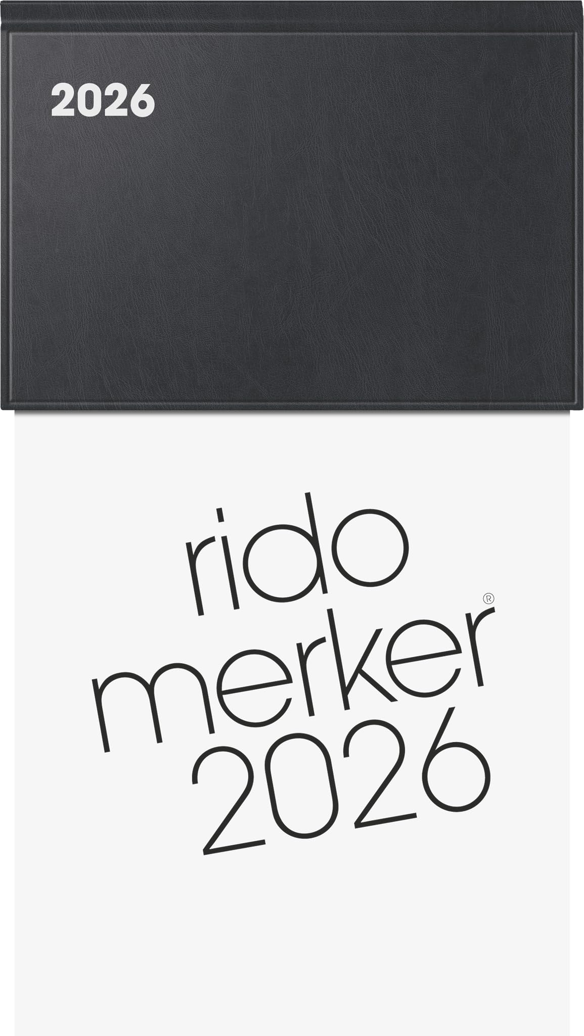 rido/idé Note Book Model Merker 2026 | 108 x 201 mm, Plastic, Black