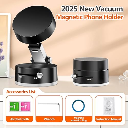 Miniatura 5 de Soporte magnético plegable para teléfono con succión al vacío, soporte multifuncional para teléfono con succión al vacío, soporte magnético