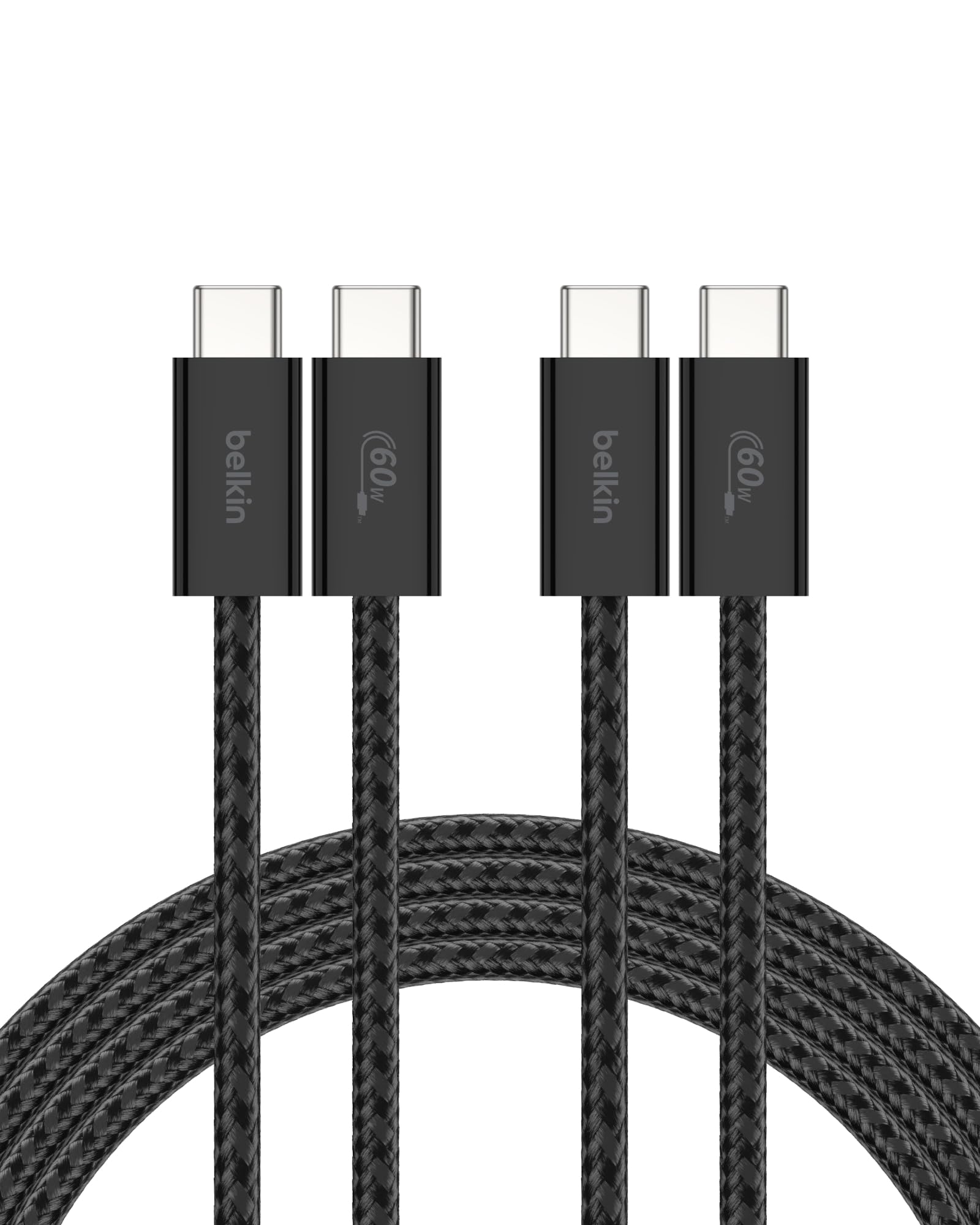 USB C to USB C 60W Braided Cable 2 Pack, 6.6ft iPhone Charger Cord | iPhone 15/16/17, Samsung Galaxy S26, Pixel 10, Airpods, iPad, Nintendo Switch 2, MacBook, Steam Deck, Travel, Chromebook
