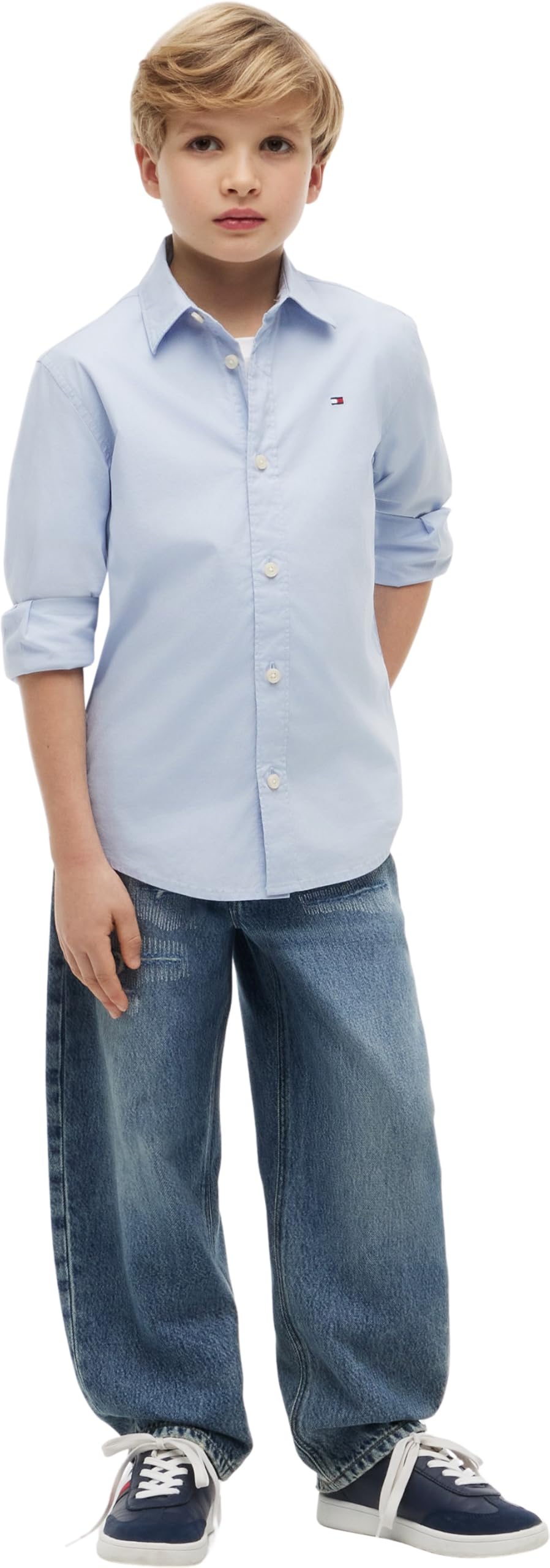 Tommy Hilfiger Jungen Poplin Shirt Ls Kb0kb10601 L/S Shirt