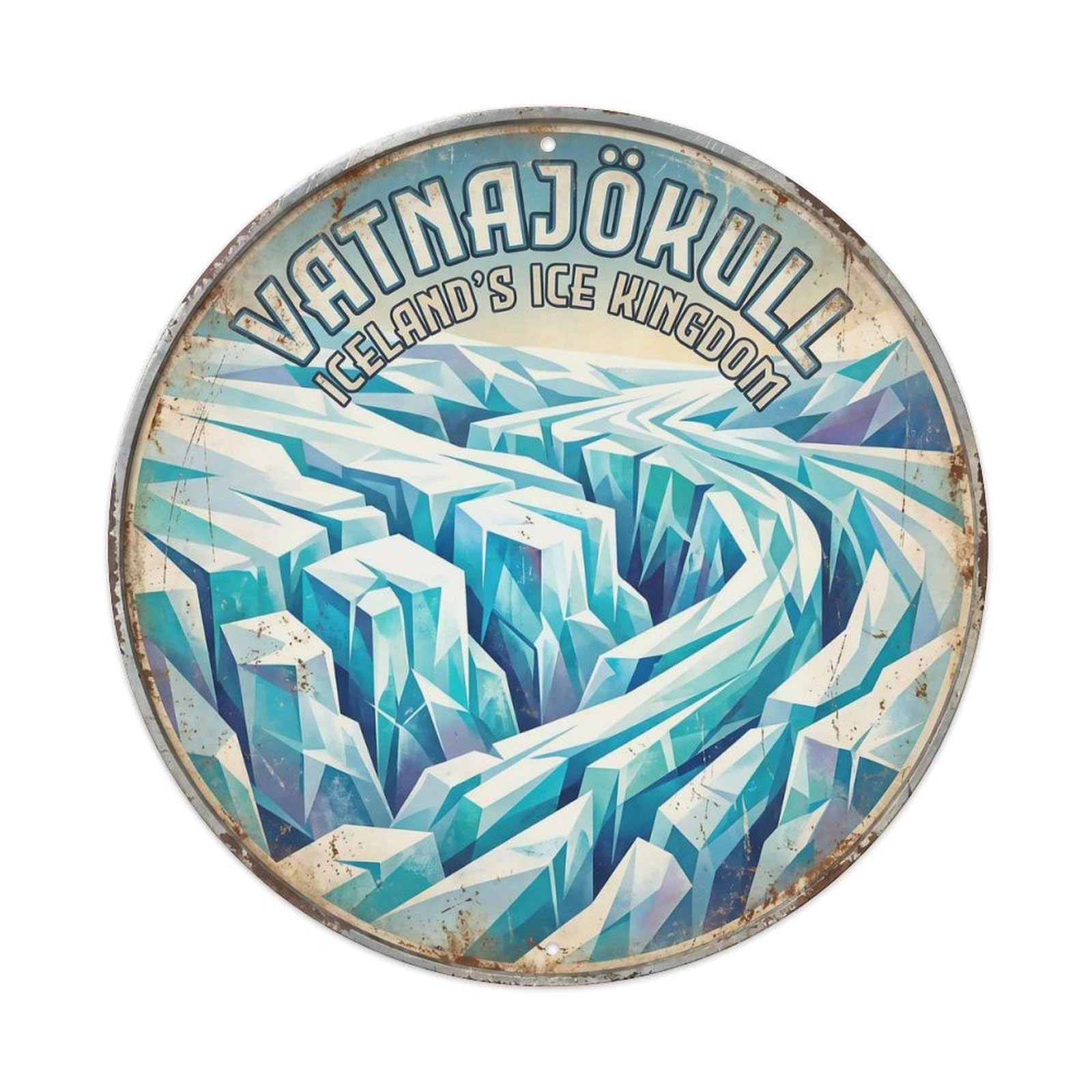 Vintage Travel Vatnajokull Iceland Glacier Metal Tin Sign