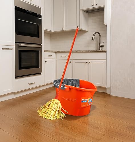 Miniatura 5 de Macromax First Cleaning Set - Juego de trapeador compacto y cubo con mango ergonómico, fuerte absorción y secado rápido, limpiador de suelos diario