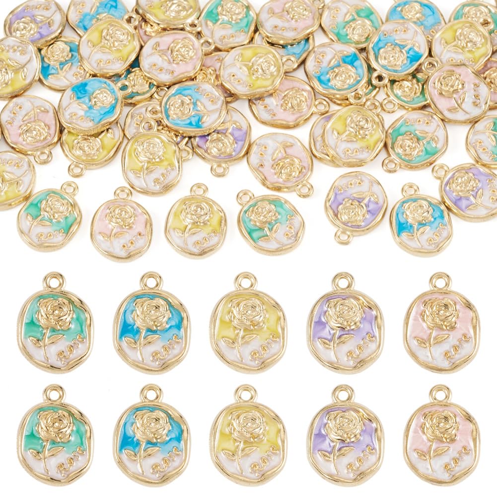 Breloques fleur émaillée loisirs créatifs pour bracelets et colliers