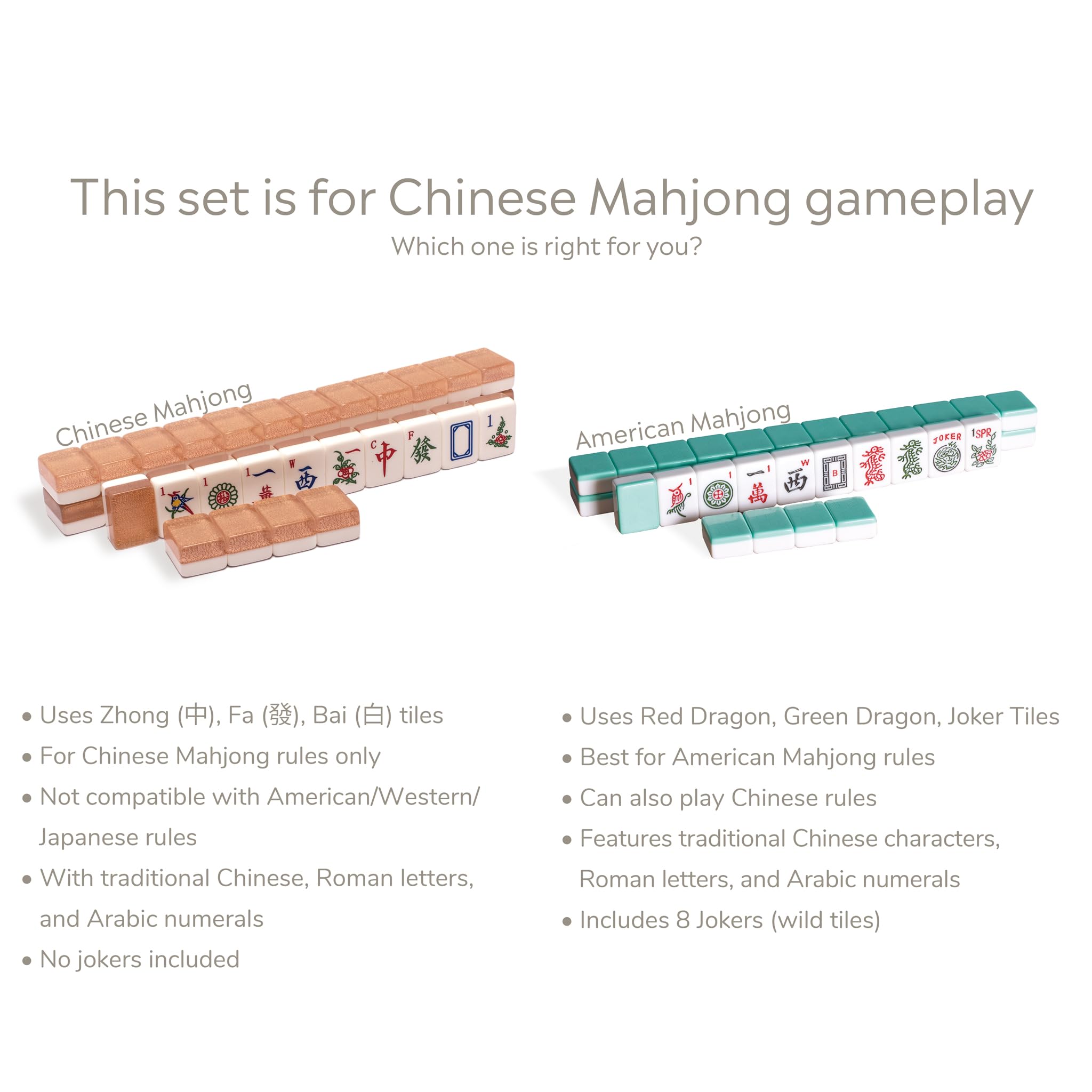 Yellow Mountain Imports Klassisches chinesisches Mahjong-Spielset, Champagner Gold - mit 148 mittelgroßen Fliesen und einem Holzkoffer - Für chinesisches Spielstil