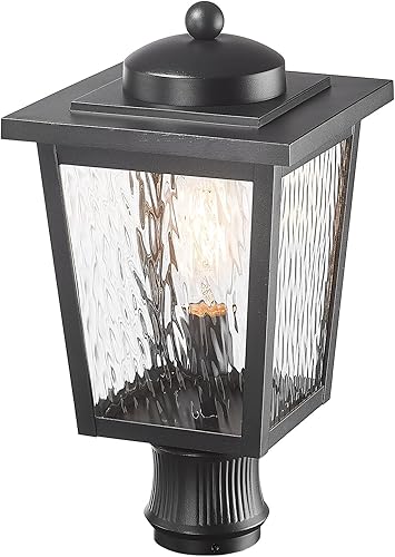 Miniatura 9 de Poste de luces para exteriores, postes de lámpara para postes de iluminación exterior con vidrio ondulado de agua, acabado negro de aluminio para
