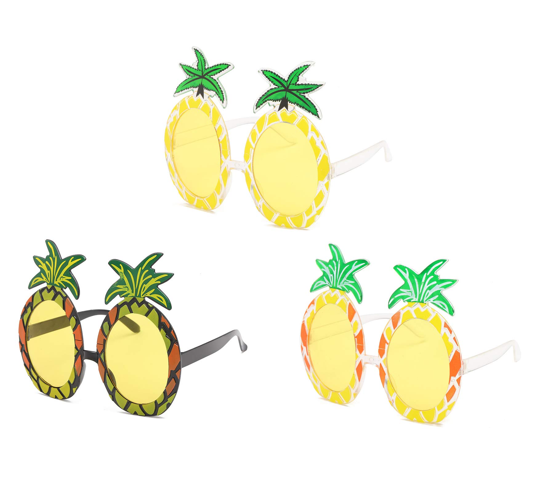 JoeYoo 3 Pcs Pineapple Hawaiian Theme Sunglasses Novelty Party Sunglasses for Luau Tropical Party,Hawaiian Themed Eyeglasses (Pineapple)