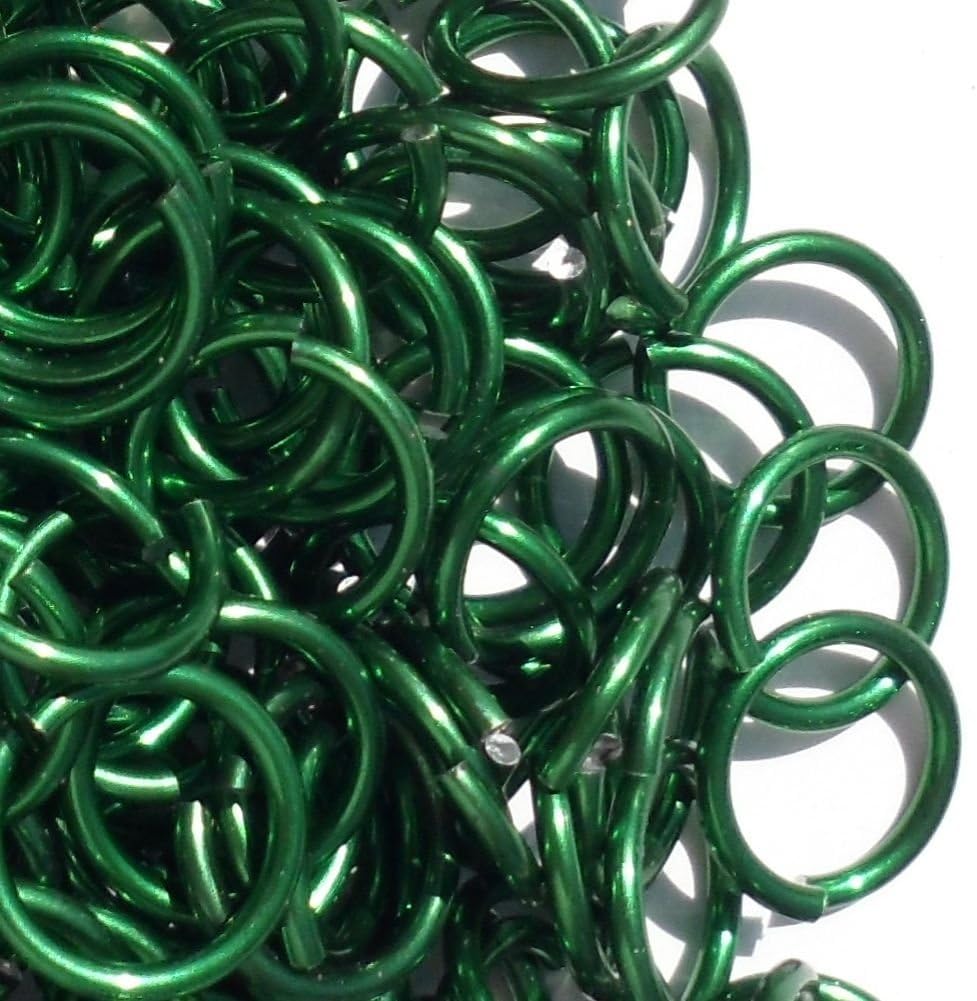 GREEN Anodized Aluminum JUMP RINGS 100 5/32 18g SAW CUT