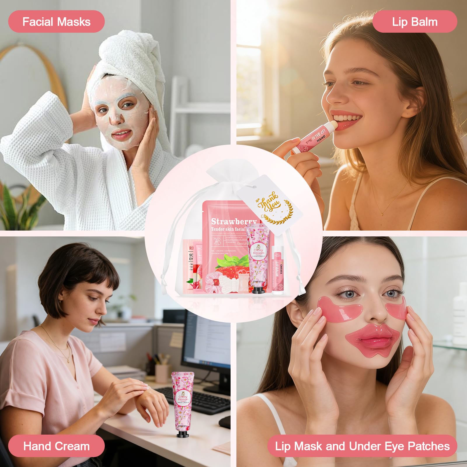 100Stück Geschenkset für Frauen Hautpflege, Beauty Skincare Set für Mädchen | Spa Party Geschenke Mit Gesichtsmasken, Handcremes, Lippenbalsam, Augenpads, Lippenmaske, Spa-Übernachtungsparty-Zubehör