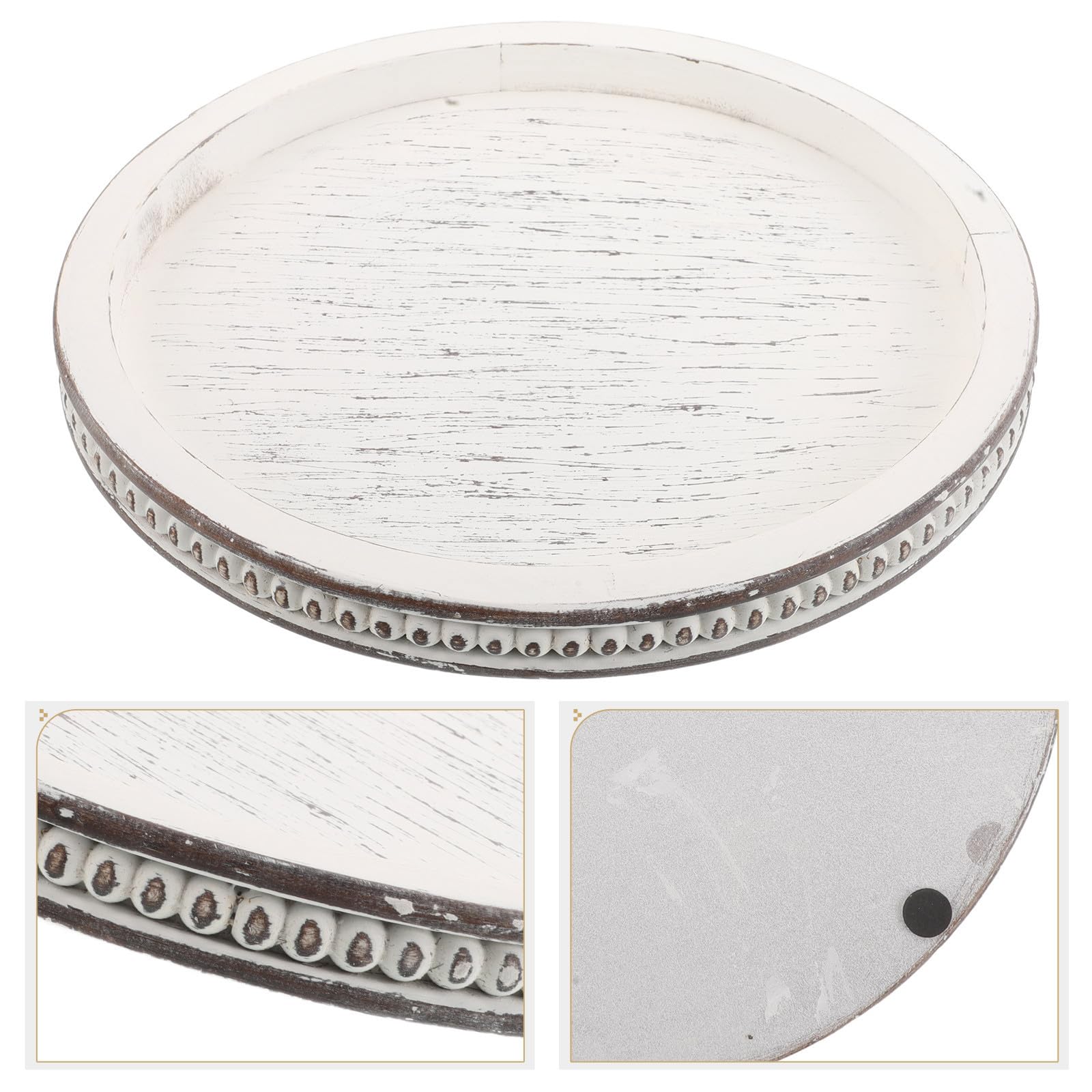 Bandeja decorativa redonda de estilo rústico para joyas y velas, bandeja organizadora multifuncional para tabletop y dormitorio