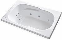 Vista 3 de Carver Tubs - AR6036 - Bañera de hidromasaje de acrílico moderna para dos personas, con calefacción 12 Jet - con reposabrazos - Bañera rectangular