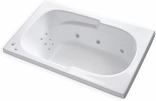 Miniatura 3 de Carver Tubs - AR6036 - Bañera de hidromasaje de acrílico moderna para dos personas, con calefacción 12 Jet - con reposabrazos - Bañera rectangular