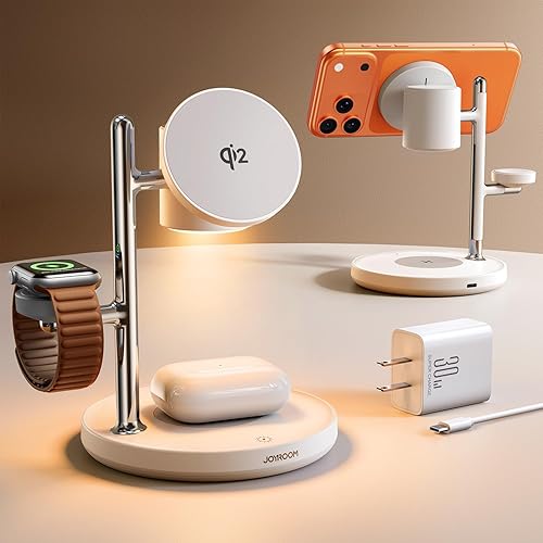Miniatura 1 de MagSafe de 15 W para JOYROOM, estación de carga MagSafe 4 en 1 con certificación Qi2 rápida para Apple, cargador inalámbrico para iPhone 171615 Pro