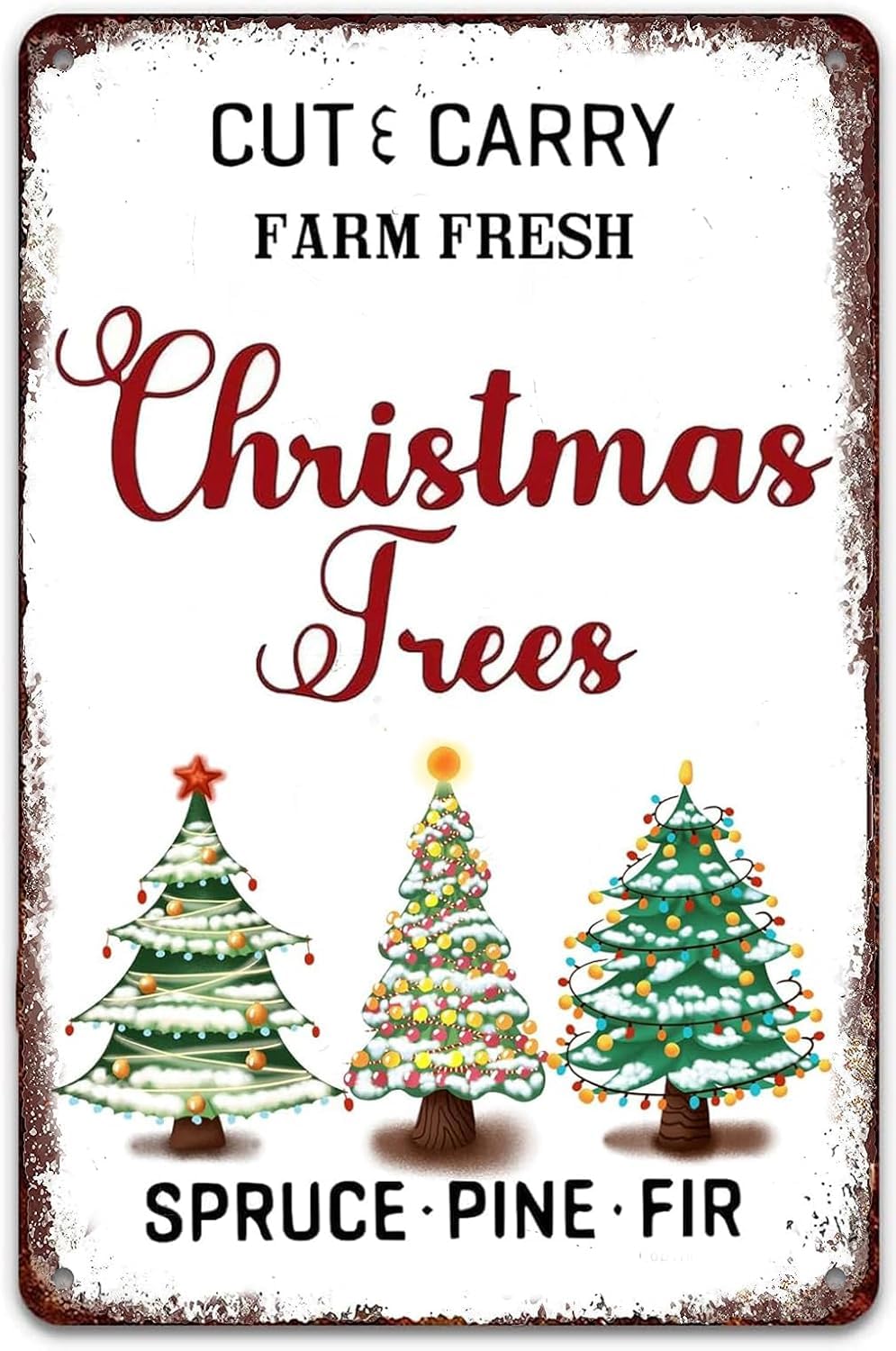 SMAZDFXX Christmas Trees Metal Tin Sign Vintage Christmas Wall Decor Inspirational Quote Retro Tin Poster Plaque for Home Farm Pub Shop Man Cave Restaurants Bar 8"x12"