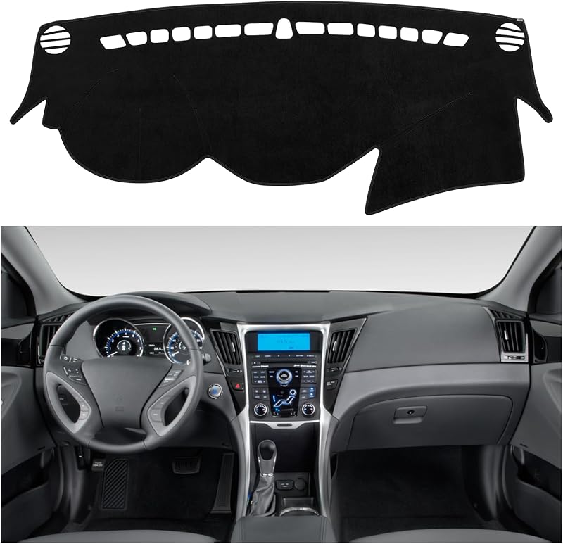 Capa de painel em camurça para Hyundai Sonata YF 2011–2014 com recortes para alto-falantes SPEEDWOW KT04611BK