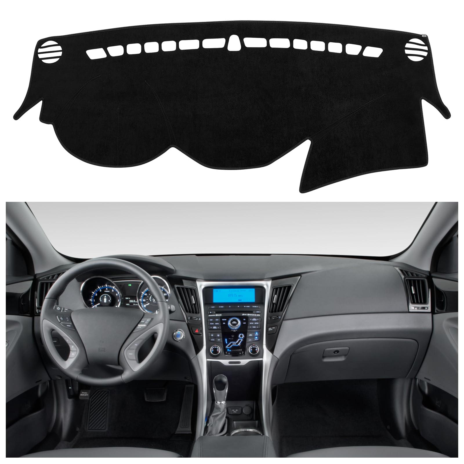 SPEEDWOW Dashboard Dash Board Cover Mat Carpet Compatible with Hyundai Sonata YF with Cutout for Speakers 2011-2014(Not Compatible with Hyundai Sonata