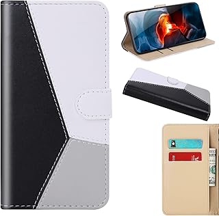Ufgoszvp Xiaomi 12 Pro Case, Splicing ShockProof PU Leather Slim Fit Flip Cover Notebook Wallet Phone Case with Magnetic Closure Stand Card Holder ID Slot Folio Soft TPU Bumper Protective Skin black